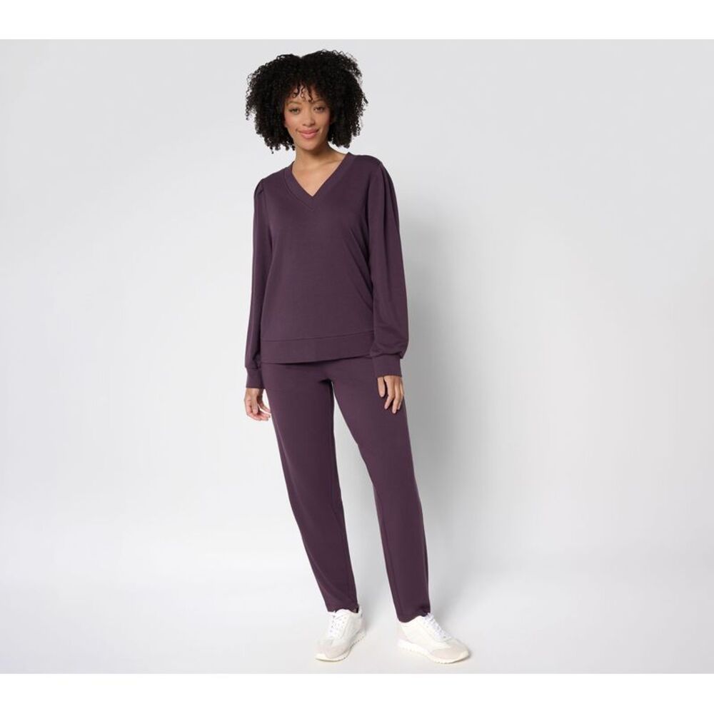 AnyBody Womens Plum V-Neck Lounge Set